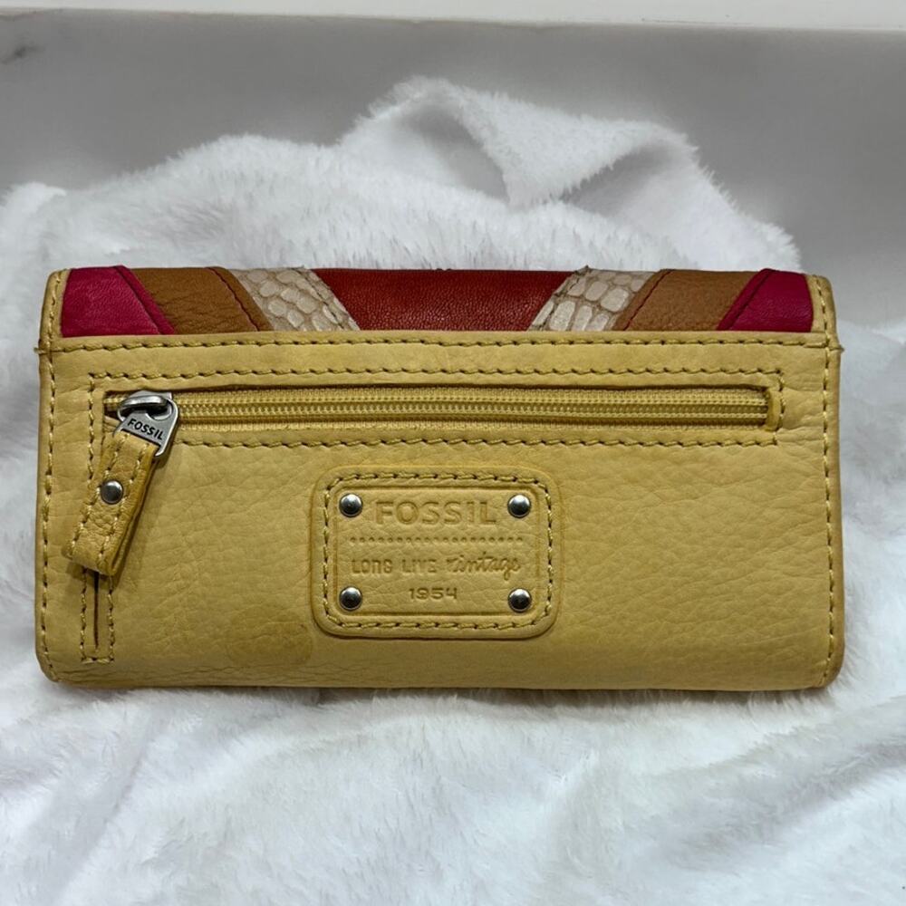 Fossil Long Live Vintage 1954 Leather Women's Wallet Multicolor Patchwork - Picture 3 of 9